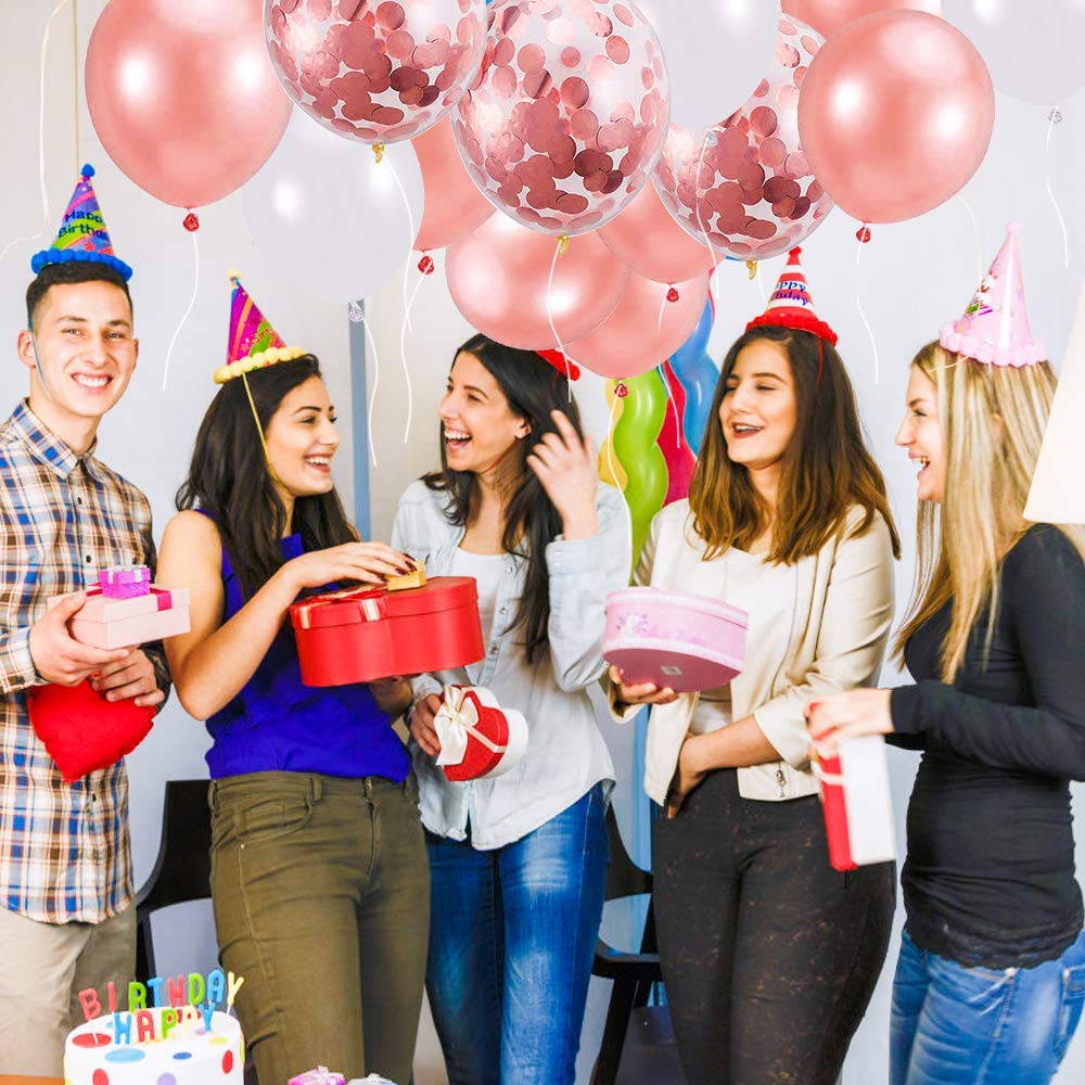 50 Pack 12 Inch Rose Gold Confetti Balloons - Helium Ready for Wedding, Valentine's Day, Birthday Party Decorations | Perfect for Baby Showers, Bridal Showers & Anniversary Celebrations