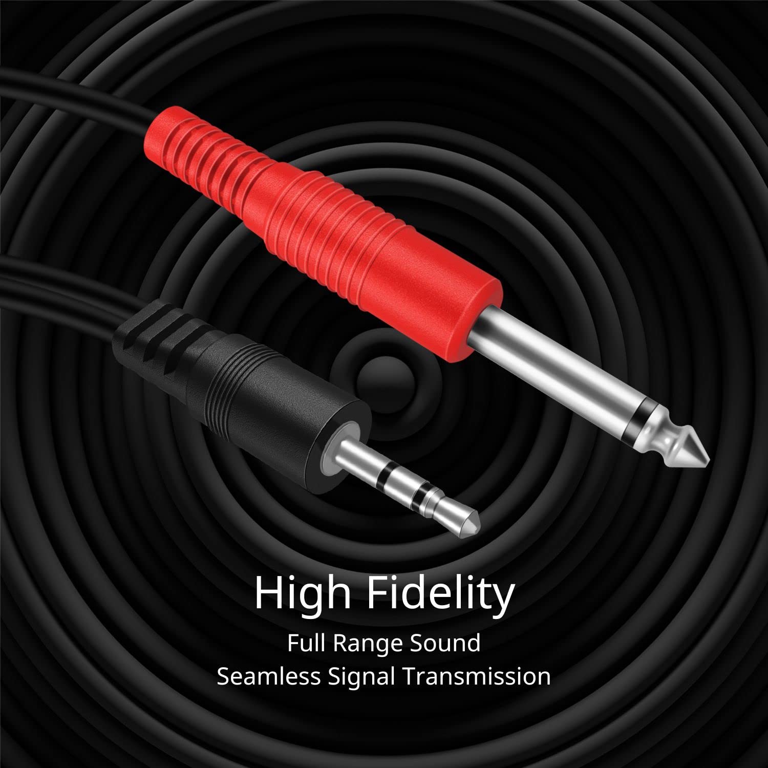TNP Products 3ft 3.5mm TRS to Dual 6.35mm TS Audio Cable - Male to Male Y Splitter for Headphones, Smartphones, Laptops, Speakers, Amplifiers & Audio Mixers - Perfect for Home Studios, DJ Setups & Live Performances