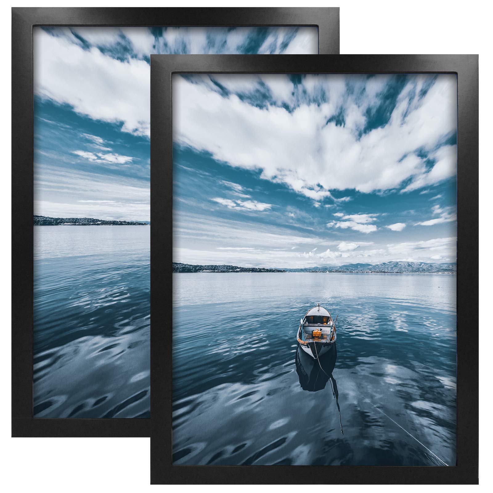 Egofine 13x19 Picture Frames Set of 2 - Solid Wood Black Poster Frames with Plexiglass Cover, Wall Mountable for Horizontal or Vertical Display - Perfect for Home Decor, Office Art, and Photo Gallery