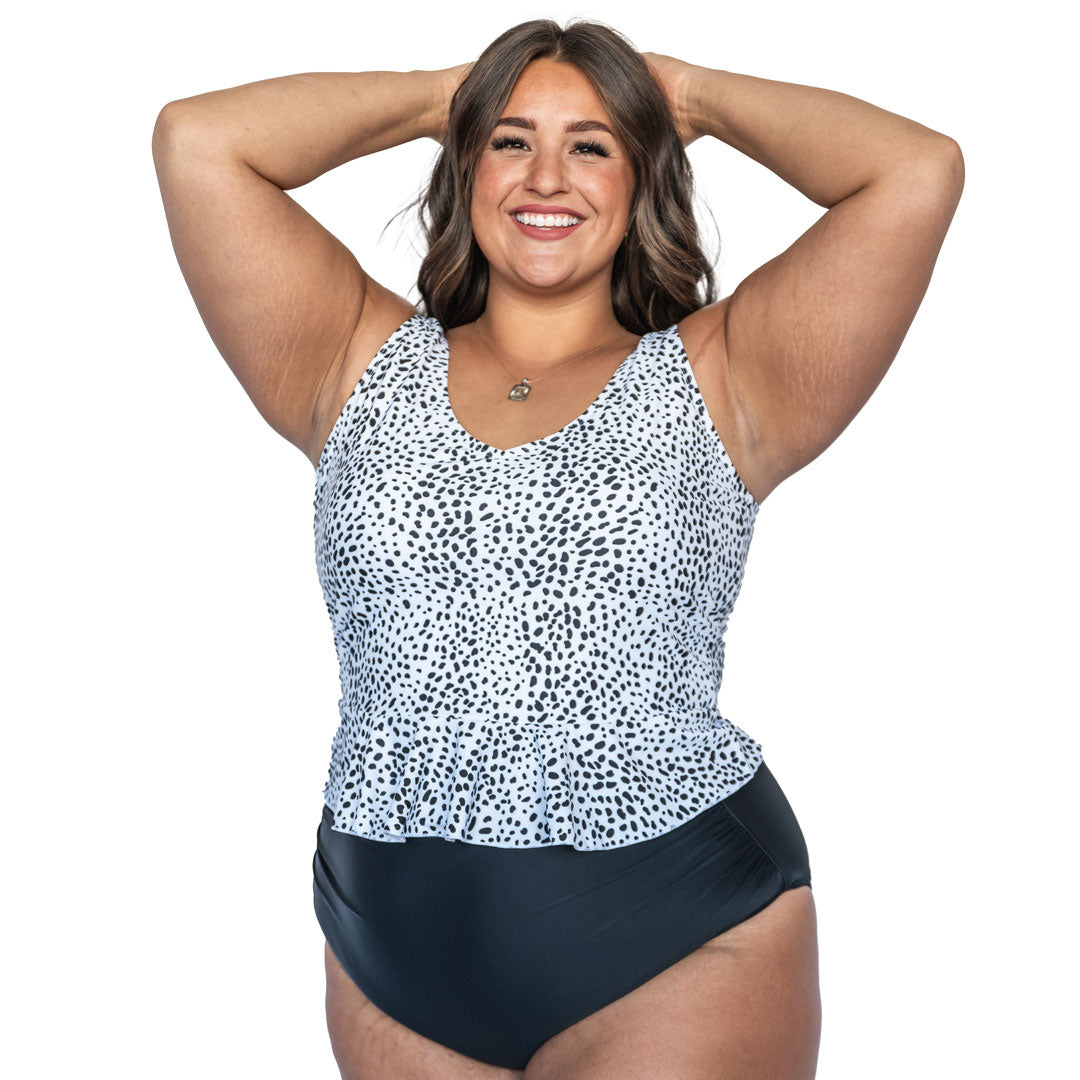 Fashionable V Neck Peplum Tankini Top for Women - Swimwear for Beach, Pool & Summer Vacations