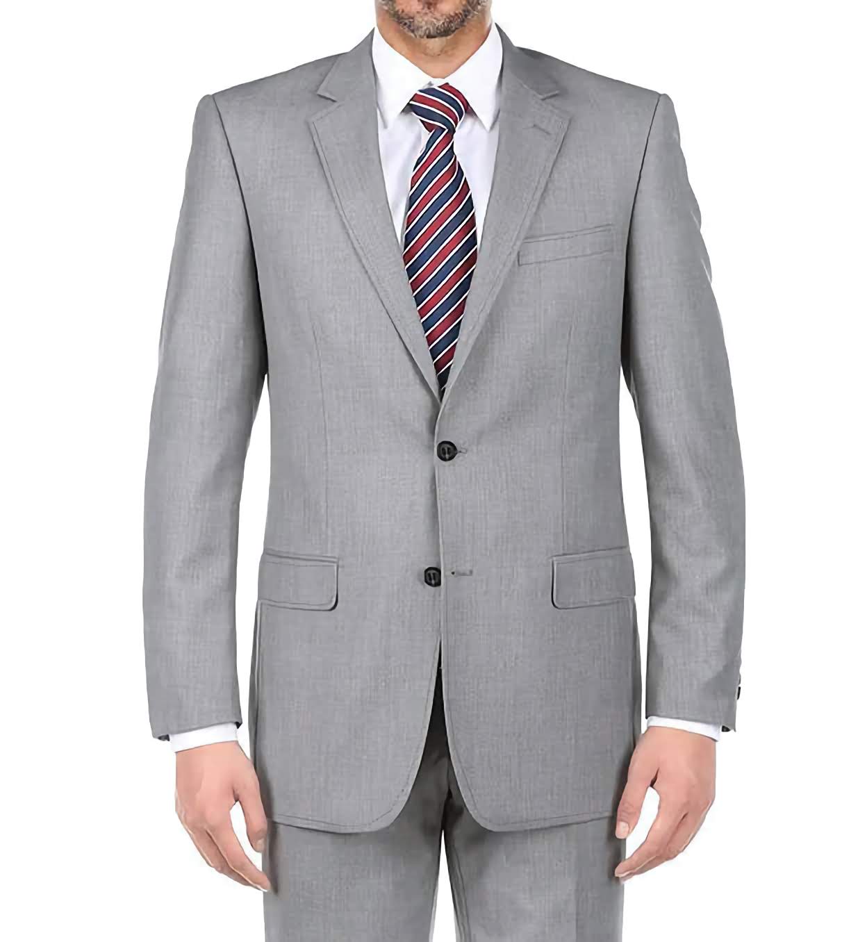 Premium Light Gray 100% Virgin Wool Men's 2-Piece Suit - Regular Fit with Pick Stitch Detail & 2-Button Jacket | Business Formal, Office Wear & Wedding Attire