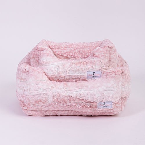 Luxury Pink Fawn Cashmere Dog Bed - Ultra Soft & Cozy Pet Bed for Small & Medium Dogs - Perfect for Home, Crate & Travel Use