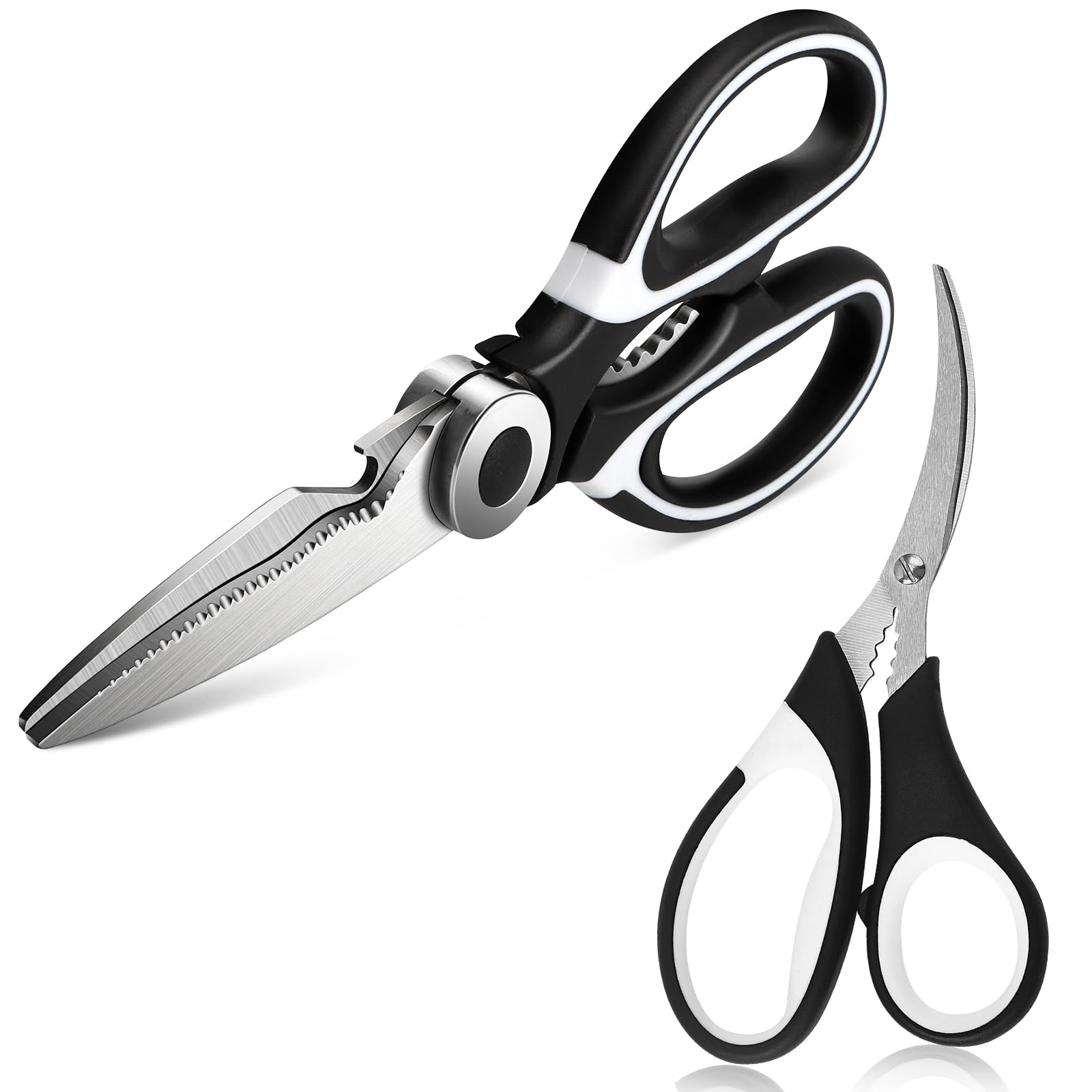 Premium Stainless Steel Kitchen Scissors Set - Heavy Duty Poultry Shears & Seafood Scissors for Cutting Chicken Bones, Crab Legs, Shrimp | All-Purpose Cooking Shears for Professional Chefs & Home Kitchens | Dishwasher Safe Kitchen Tools