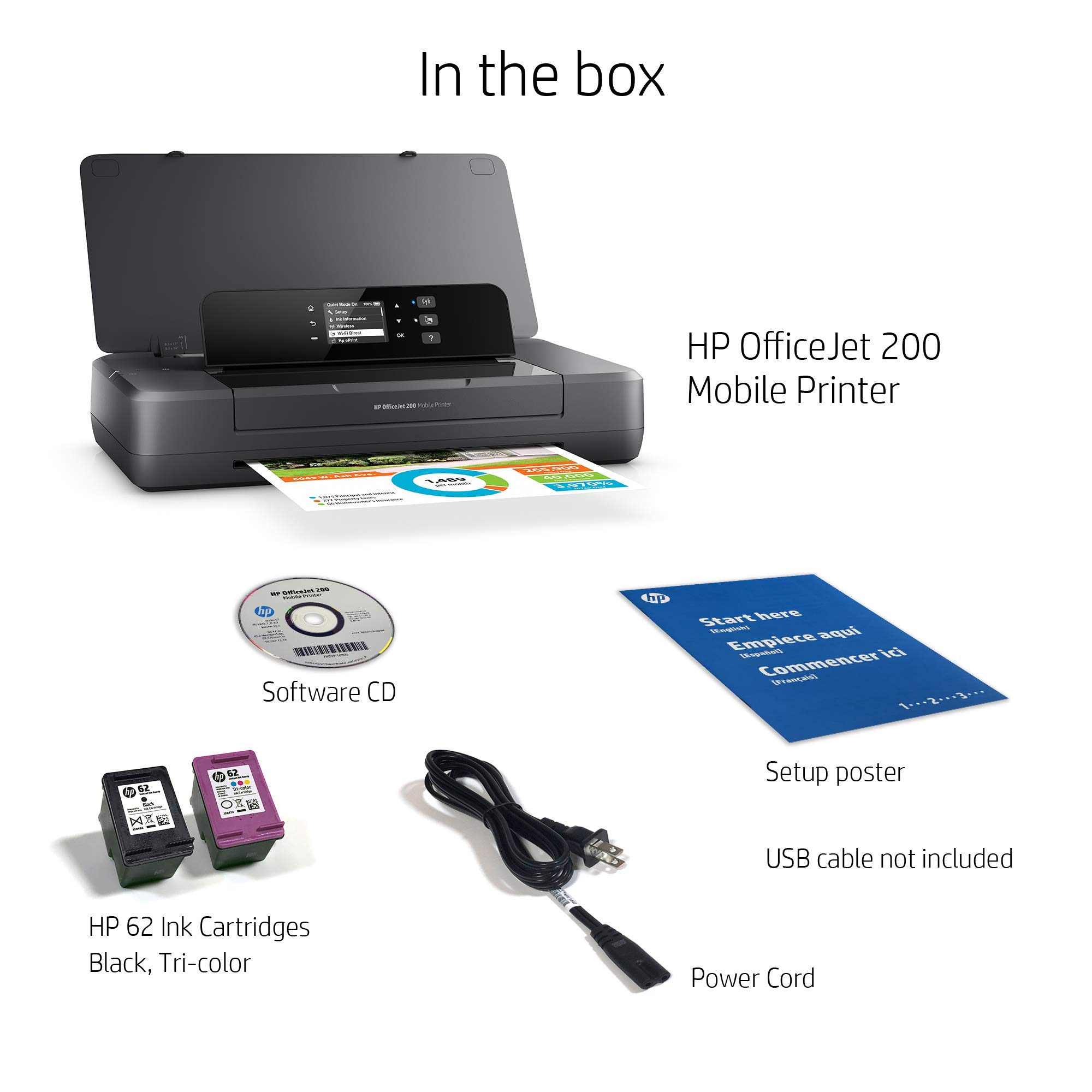 HP OfficeJet 200 Portable Wireless Printer | Mobile Printing | Compact Travel Printer (CZ993A) (Renewed) | Perfect for Business Travel, Home Office & On-the-Go Printing