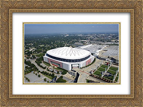 Georgia Dome 2X Matted 24x18 Gold Ornate Framed Stadium Art Print - Perfect for Sports Memorabilia, Man Cave Decor & Football Fan Gifts