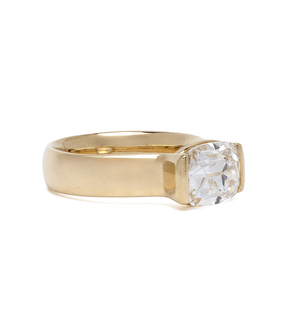 Bardot Half Bezel Engagement Ring - Elegant Solitaire Diamond Ring for Women | Perfect for Proposals, Anniversaries & Special Occasions