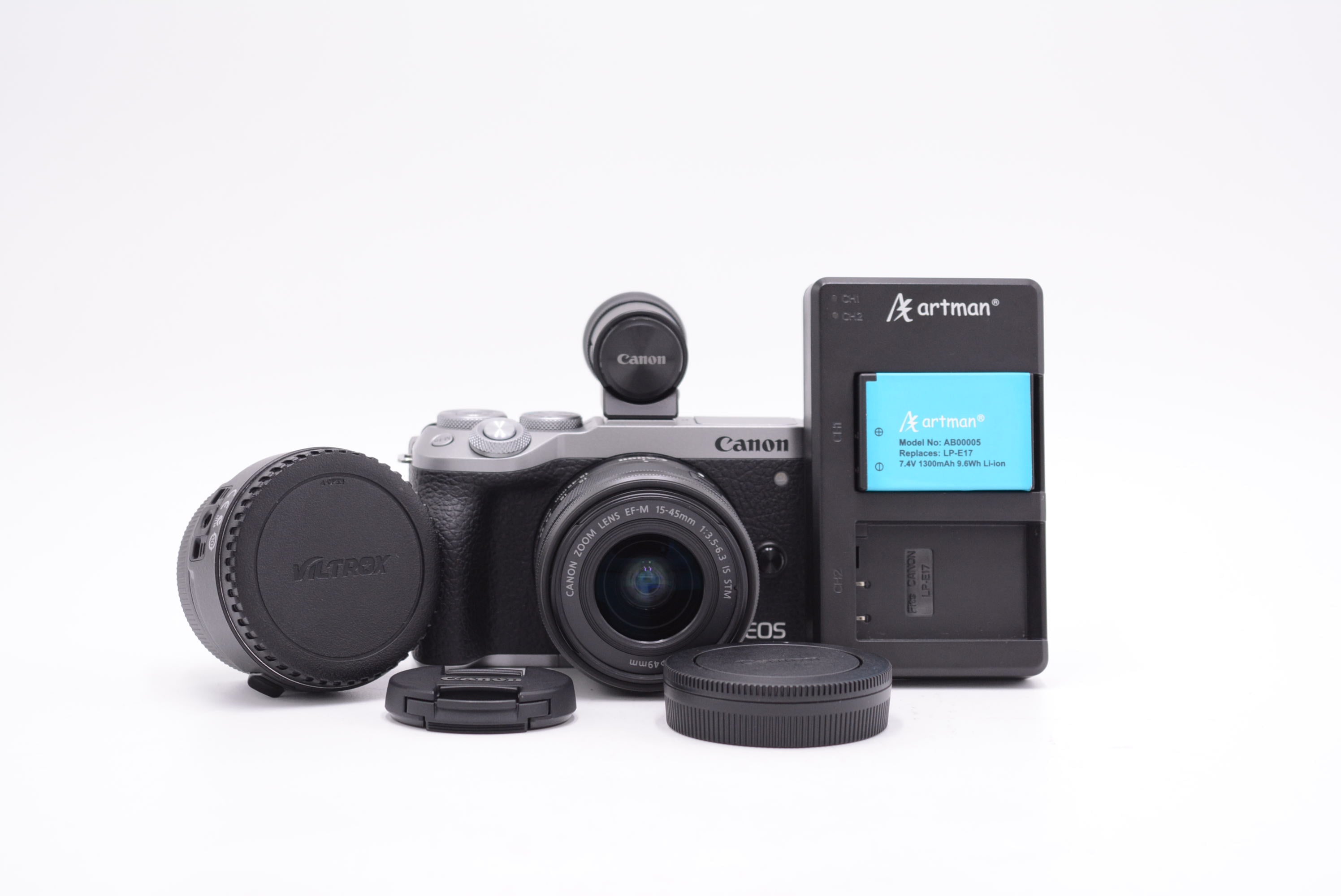 Canon EOS M6 Mark II Mirrorless Camera with EF-M 15-45mm f/3.5-6.3 Lens & EVF-DC2 Viewfinder - Perfect for Travel Photography, Vlogging & Street Shooting (Used)