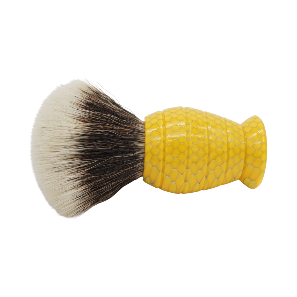 G5C™ Honey Hive Yellow Shaving Brush - 26mm Premium Badger Hair Shaving Brush for Men, Luxury Wet Shaving & Beard Care, Perfect for Home & Travel Use
