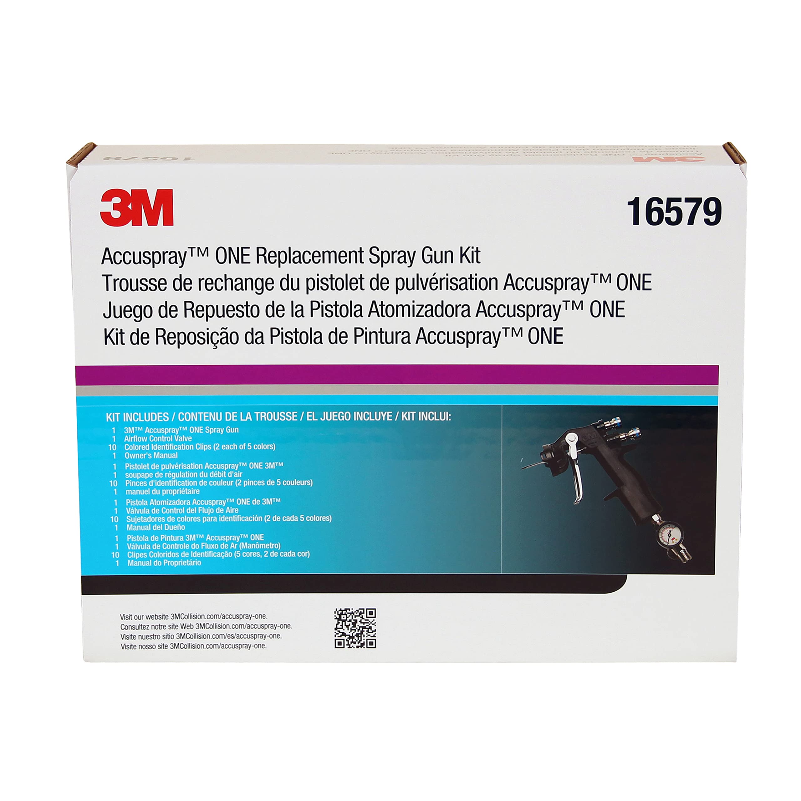 3M Accuspray ONE Replacement Spray Gun 16579 - Professional Automotive Paint Sprayer for Car Body Repair & DIY Projects