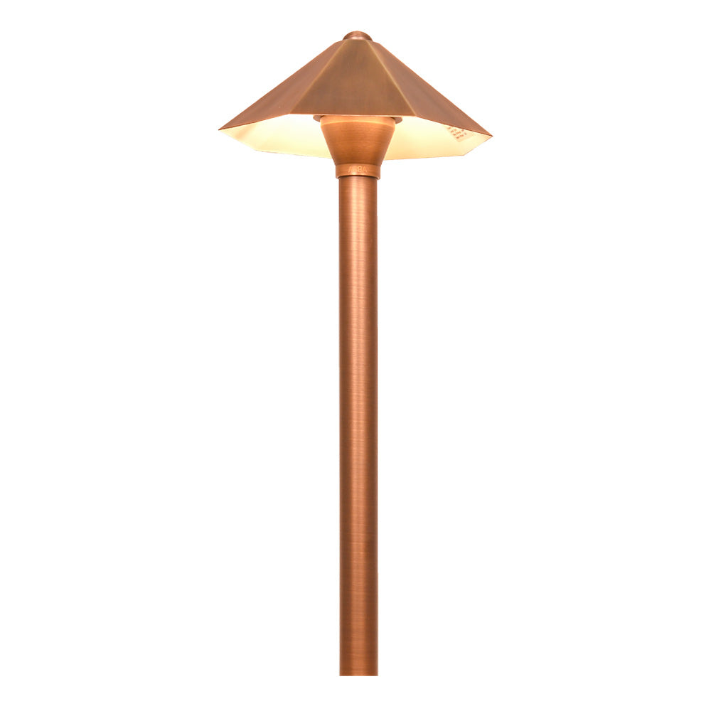 Antique Brass LED Path Light - Outdoor Garden Lighting, Natural Brass Finish for Walkways, Driveways & Landscaping