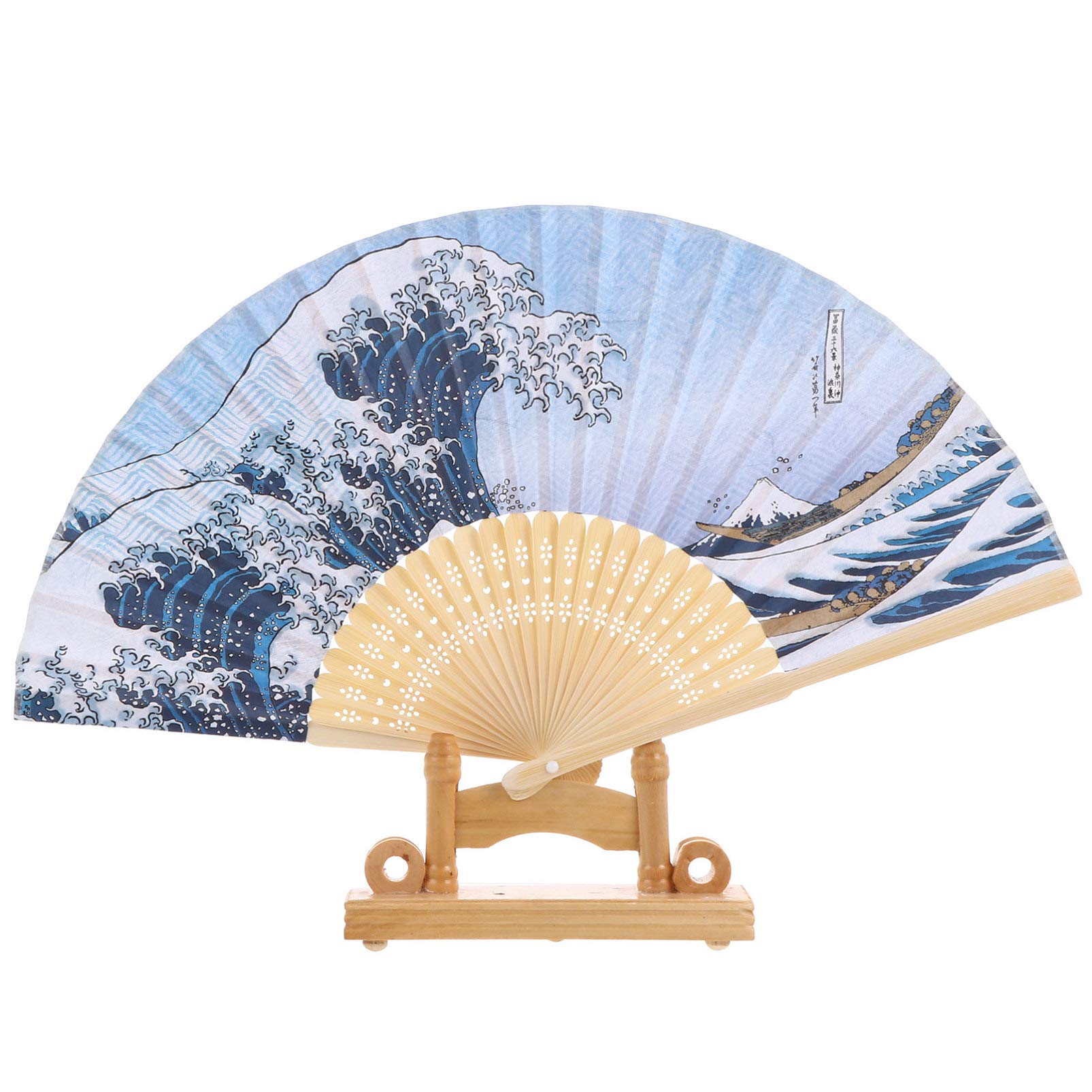 Vintage Chinese Japanese Style Foldable Hand Fan - Mini Bamboo Folding Fan for Women, Performance, Dining Table Decor & Asian Themed Parties | Elegant Printed Ornamental Fan for Home Decor, Weddings, and Cultural Events
