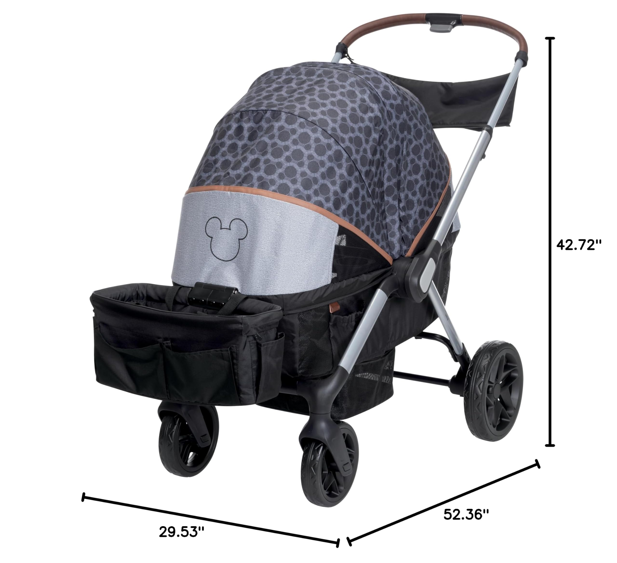 Disney Baby Summit Wagon Stroller for 2 Kids - Double Seater with Removable Child Tray & 2 Cup Holders - Mickey Mouse Design - Perfect for Park Outings, Shopping & Family Walks