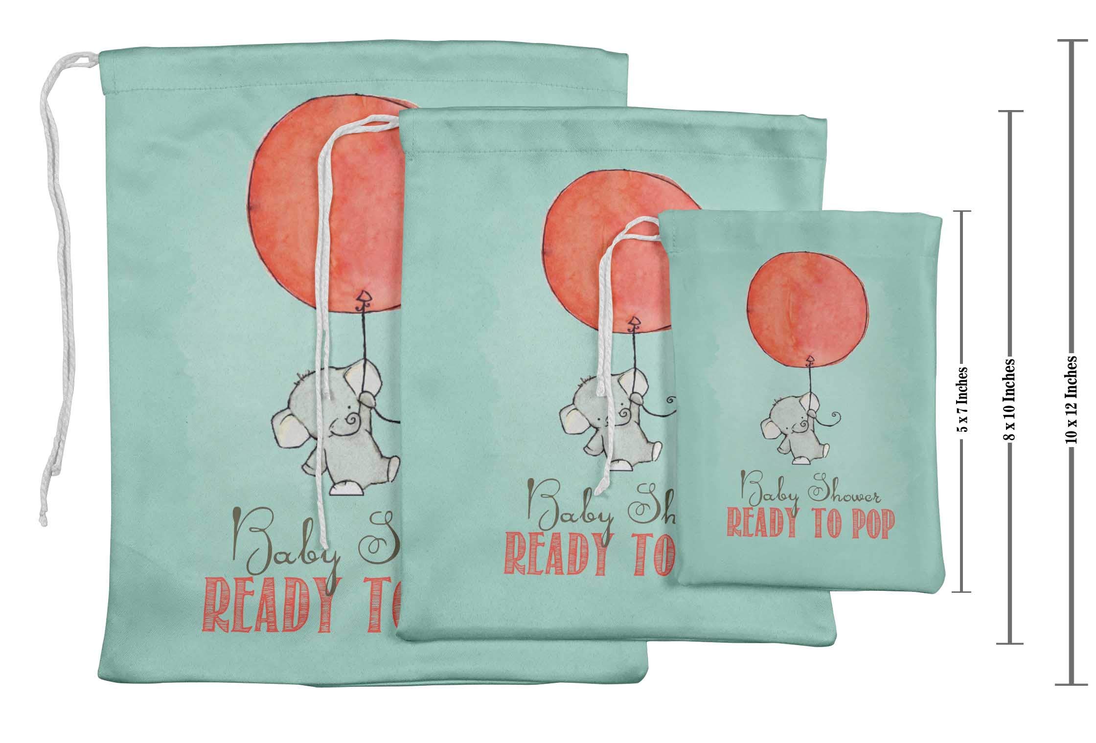 Green Elephant Baby Shower Party Favors - 15-Piece Drawstring Gift Bags for Gender Reveal & Newborn Celebrations - Perfect for Candy, Toys, and Party Favors