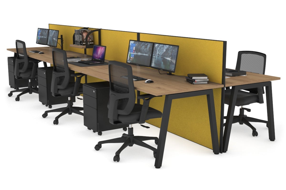 Horizon Quadro 6-Person Office Workstation Bench with A-Legs Design - 1200L x 800W Dimensions & Cable Management Scallop - Perfect for Collaborative Workspaces & Open Office Environments