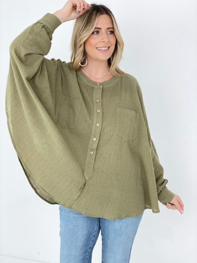 Stylish Oversized Cotton Linen Top for Women - Comfortable Textured Blouse for Casual Wear, Work & Travel