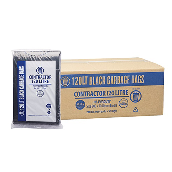 Heavy Duty 120L Black Trash Bags for Contractors - Extra Thick Garbage Bags for Construction Sites, Home Renovation & Commercial Use