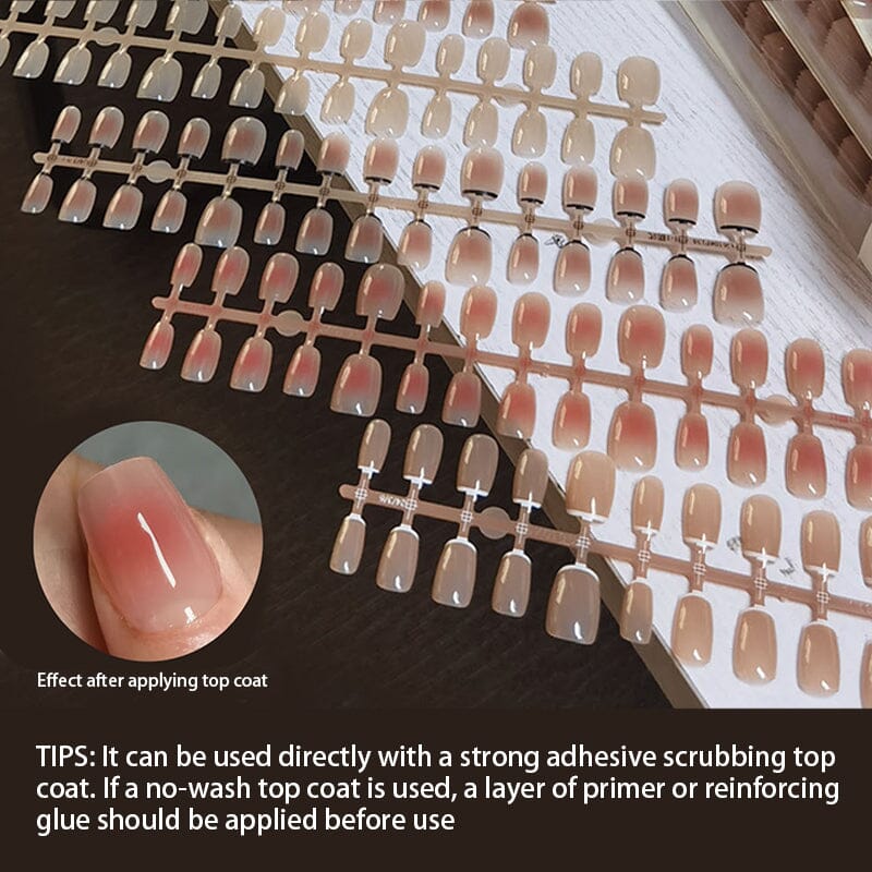 30Pcs Short Square Press on Nails - 15 Sizes Iced Tea False Nail Tips for DIY Manicure, Home Salon & Party Glam Look
