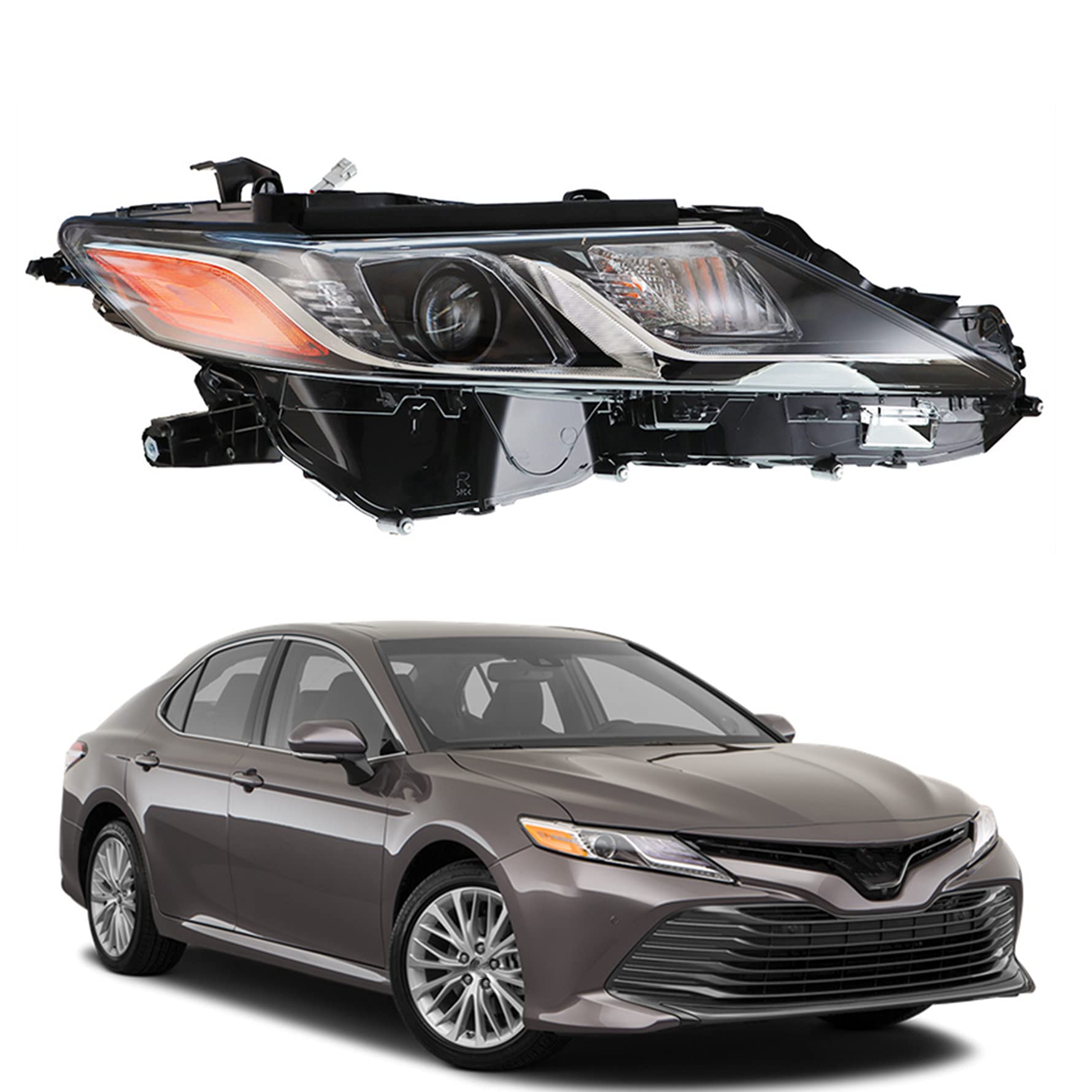 Munirater 81110-06C40 TO2503255 Black Right Front LED Projector Headlight Assembly - Replacement for 2018-2019 Toyota Camry L/LE/SE Models | Perfect for Night Driving & Enhanced Visibility