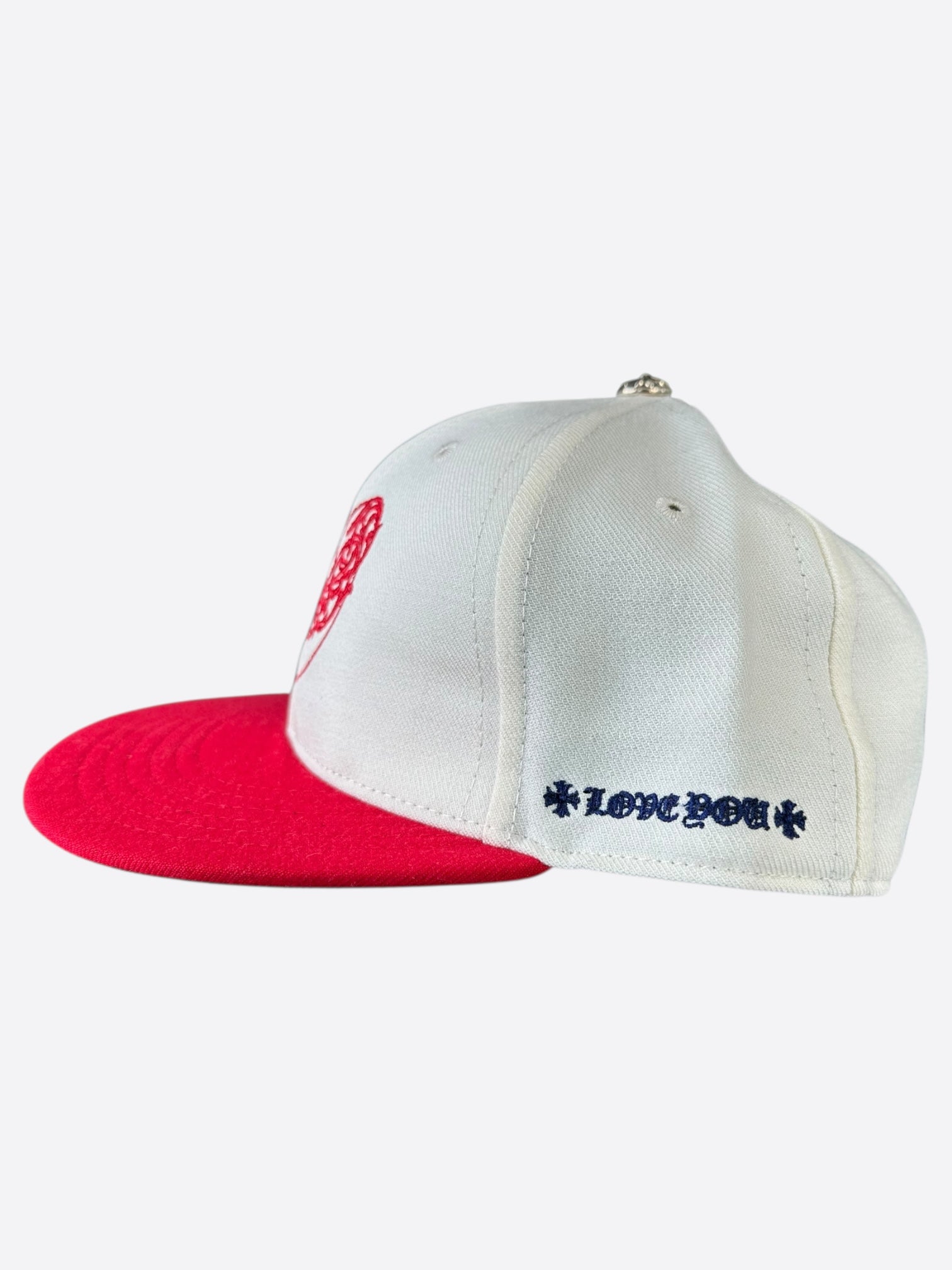 Chrome Hearts White & Red Heart Logo Fitted Hat - Stylish Snapback Cap for Men & Women - Perfect for Streetwear, Hip Hop Fashion & Casual Outfits