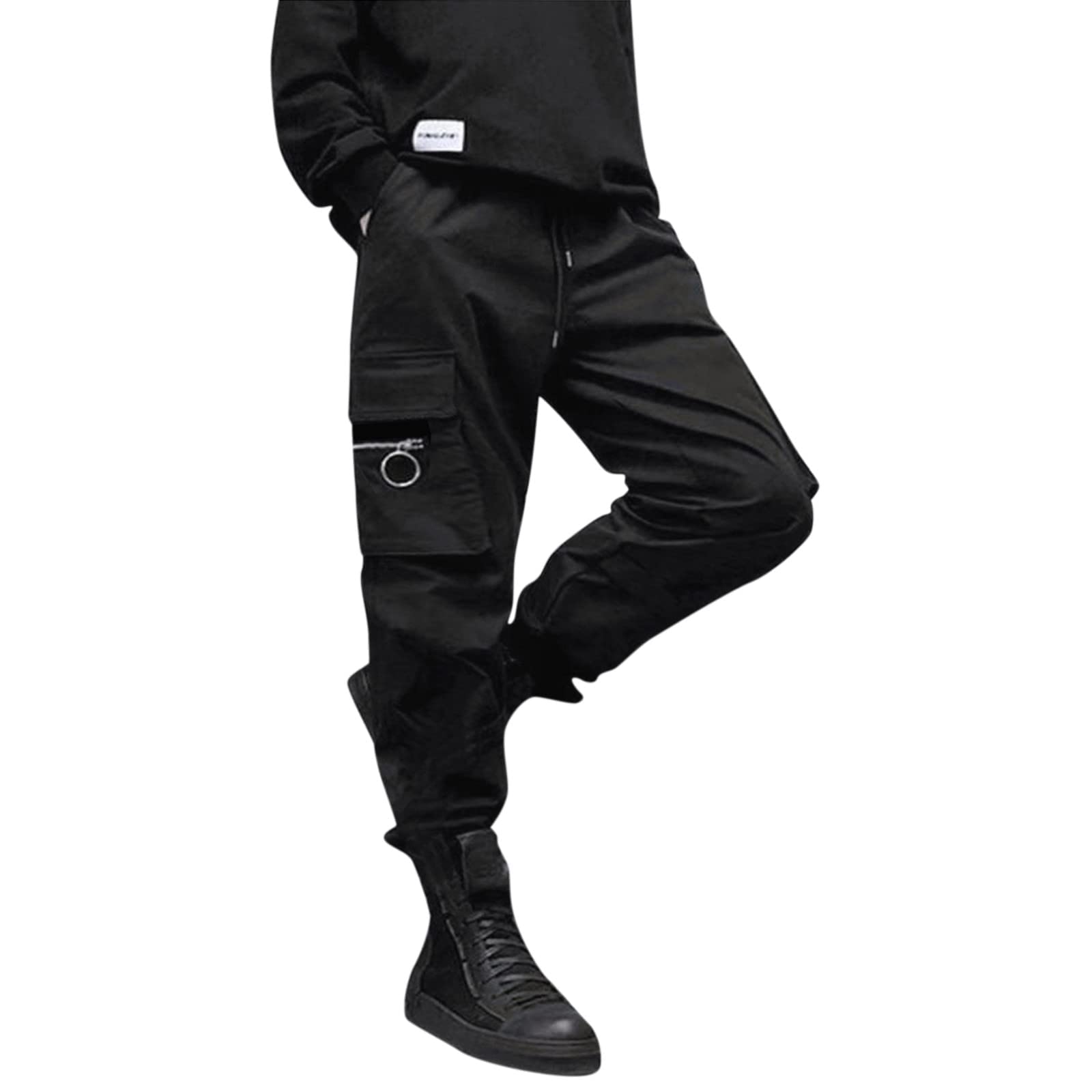 Japanese Streetwear Men's Zip Up Cargo Pants - Baggy Techwear Tactical Pants for Hip Hop & Urban Fashion | Perfect for Street Style, Skateboarding & Festival Outfits