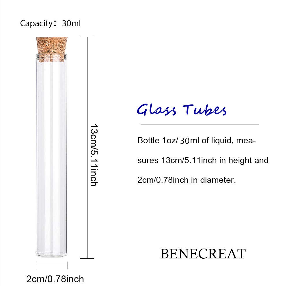 BENECREAT 20 Pack 30ml Clear Glass Bottles with Cork Stoppers - Small Decorative Containers for DIY Crafts, Essential Oils, Wedding Favors & Home Decor