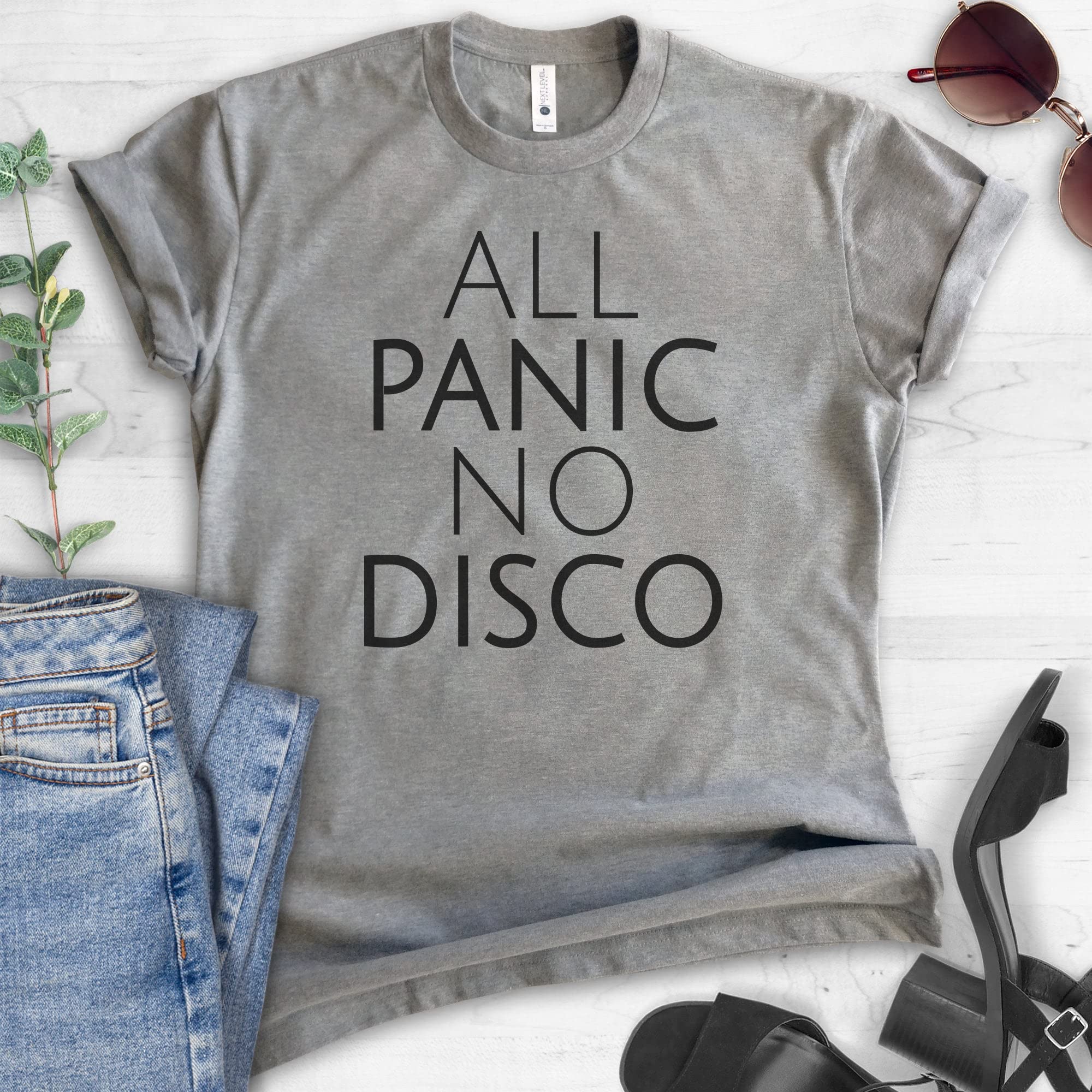 All Panic No Disco Shirt - Unisex Anxiety Relief T-Shirt for Women & Men - Funny Nervous Introvert Tee for Social Events, Parties & Mental Health Awareness