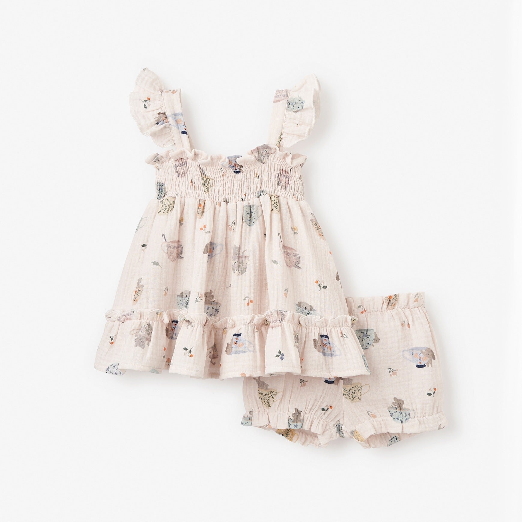 Organic Cotton Smocked Tea Party Dress with Bloomer for Baby Girls - Perfect for Special Occasions, Photoshoots & Playdates