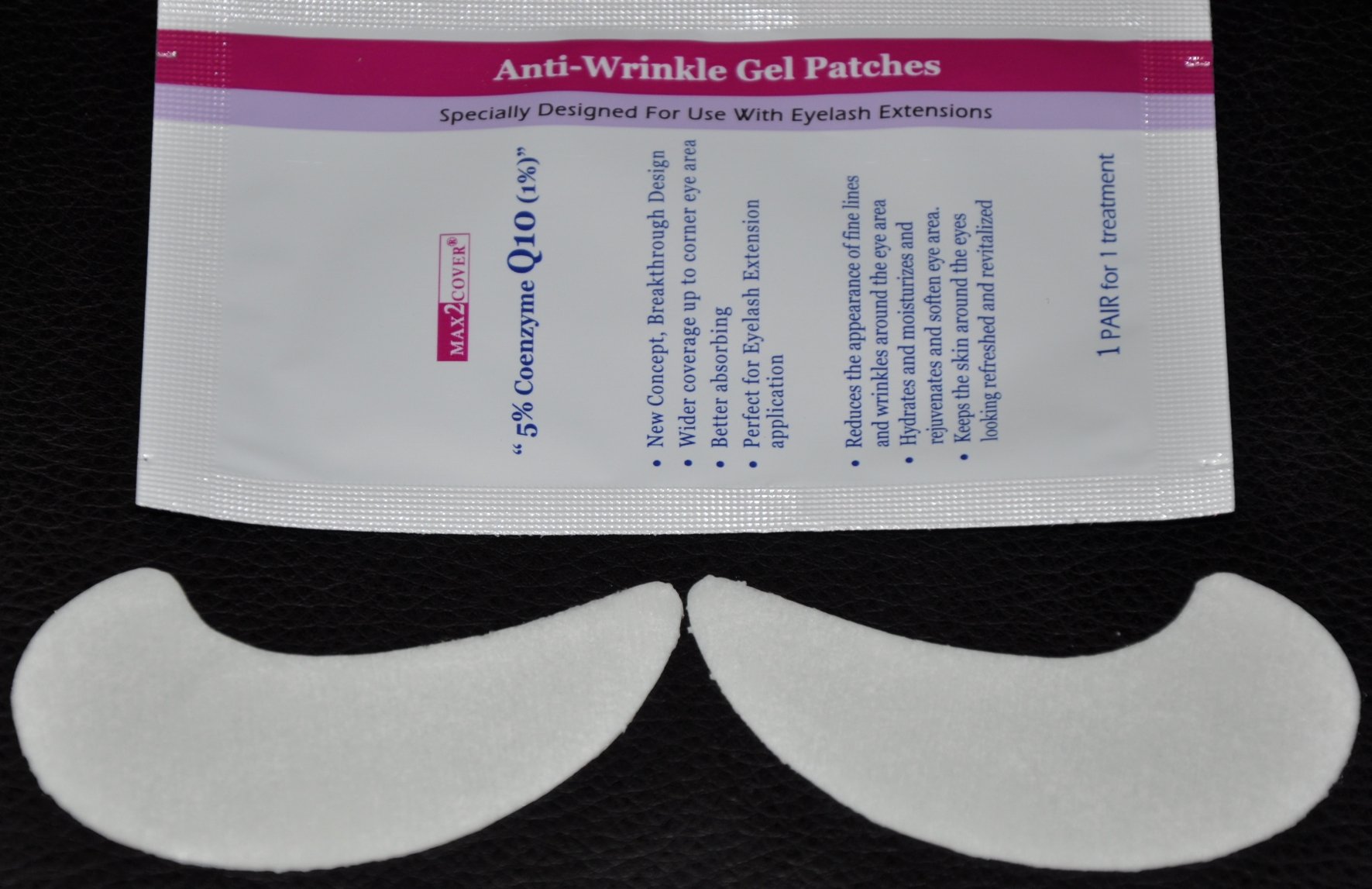MAX2 Coenzyme Q10 Under Eye Pads - 5 Pairs Dark Circle Treatment for Puffy Eyes & Wrinkles - Perfect for Eyelash Extensions & Spa Days