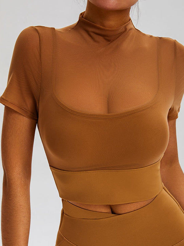 ZASUWA Women's Sexy Sheer Mesh Cropped T-Shirt - Short Sleeve Casual Top for Night Out, Party & Date Night