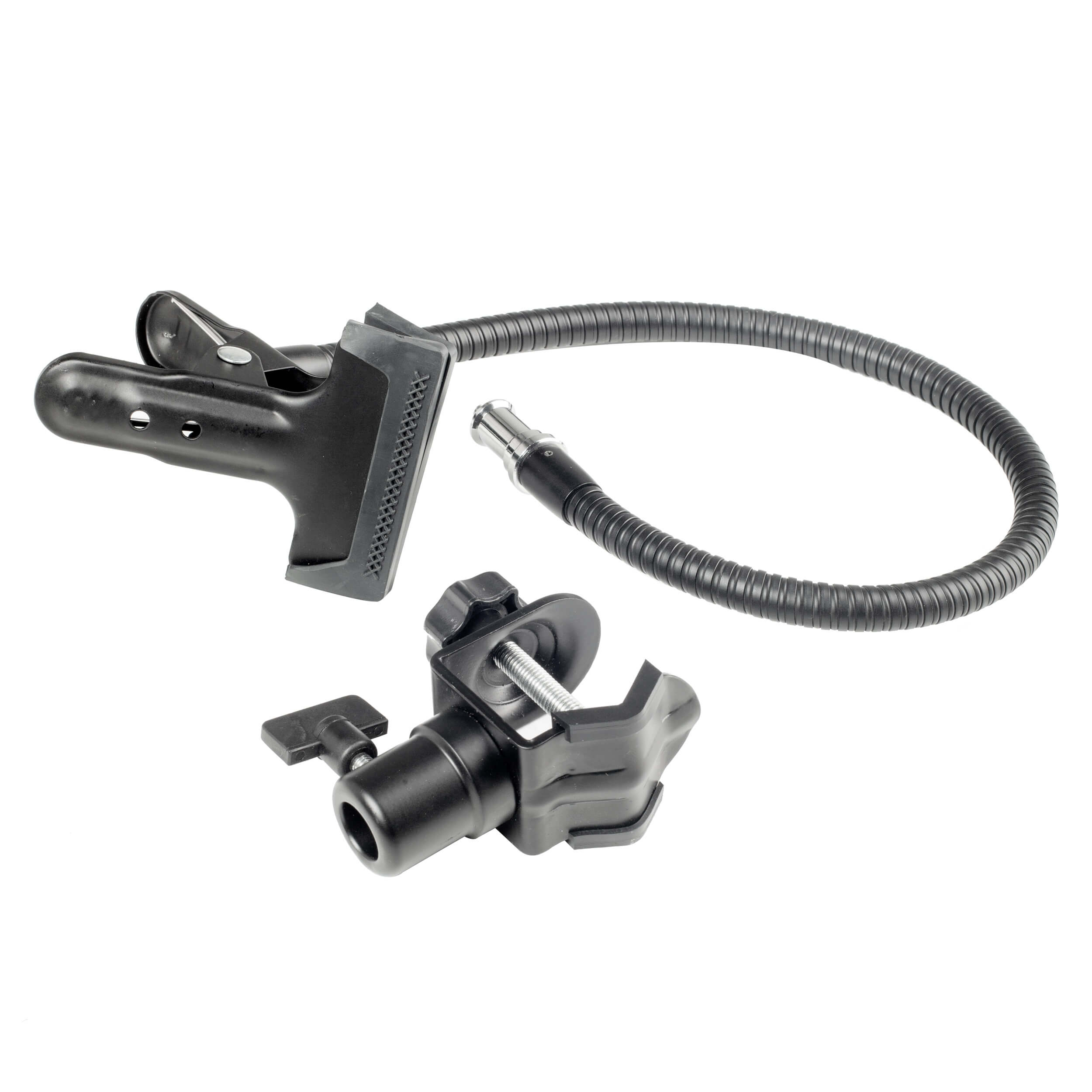 Flexible Arm with C Clamp & Spring Clip - Adjustable Gooseneck Mount for Desk, Workbench, Camera, Light, Microphone - Perfect for DIY, Studio, Office & Home Use