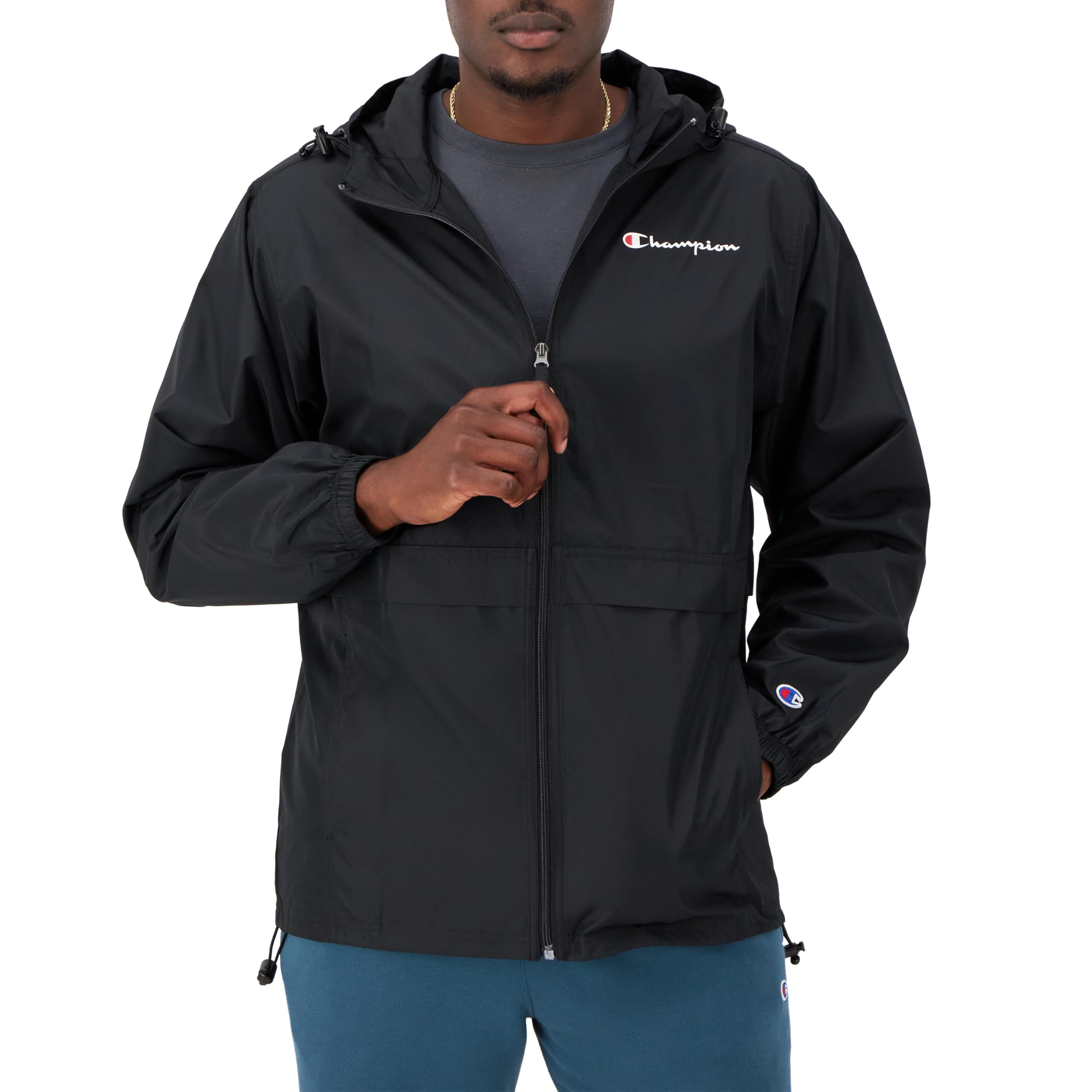 Champion Men's Stadium Full-Zip Windproof & Water-Resistant Jacket - Lightweight Hooded Fleece Lining for Outdoor Sports, Hiking & Casual Wear
