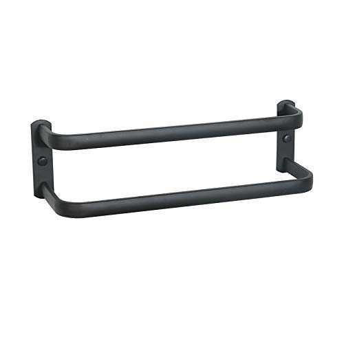 KUYT Matte Black Wall-Mounted Bathroom Towel Rack - 2 Bars Space Saving Design, Rustproof Aluminum Towel Holder (30cm) - Perfect for Small Bathrooms, Powder Rooms & Spa Areas