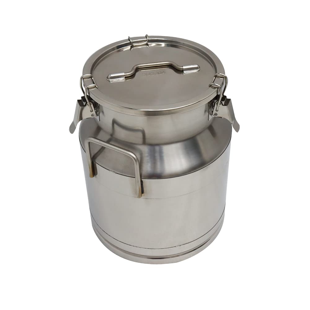 Premium 304 Stainless Steel Milk Can with Silicone Sealed Lid - 5.3 Gallon (20L) - Ideal for Storing Milk, Honey, Juice & Cooking Oil - Perfect for Home, Restaurant & Commercial Kitchen Use
