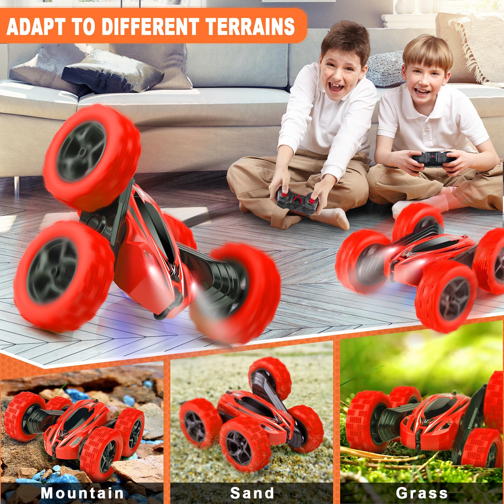 2.4GHz Remote Control Car - 4WD Fast RC Monster Truck Toy for Kids, 360° Rotating Double-Sided Design - Perfect for Boys & Girls Outdoor Play, Birthday Gifts & Backyard Racing Fun