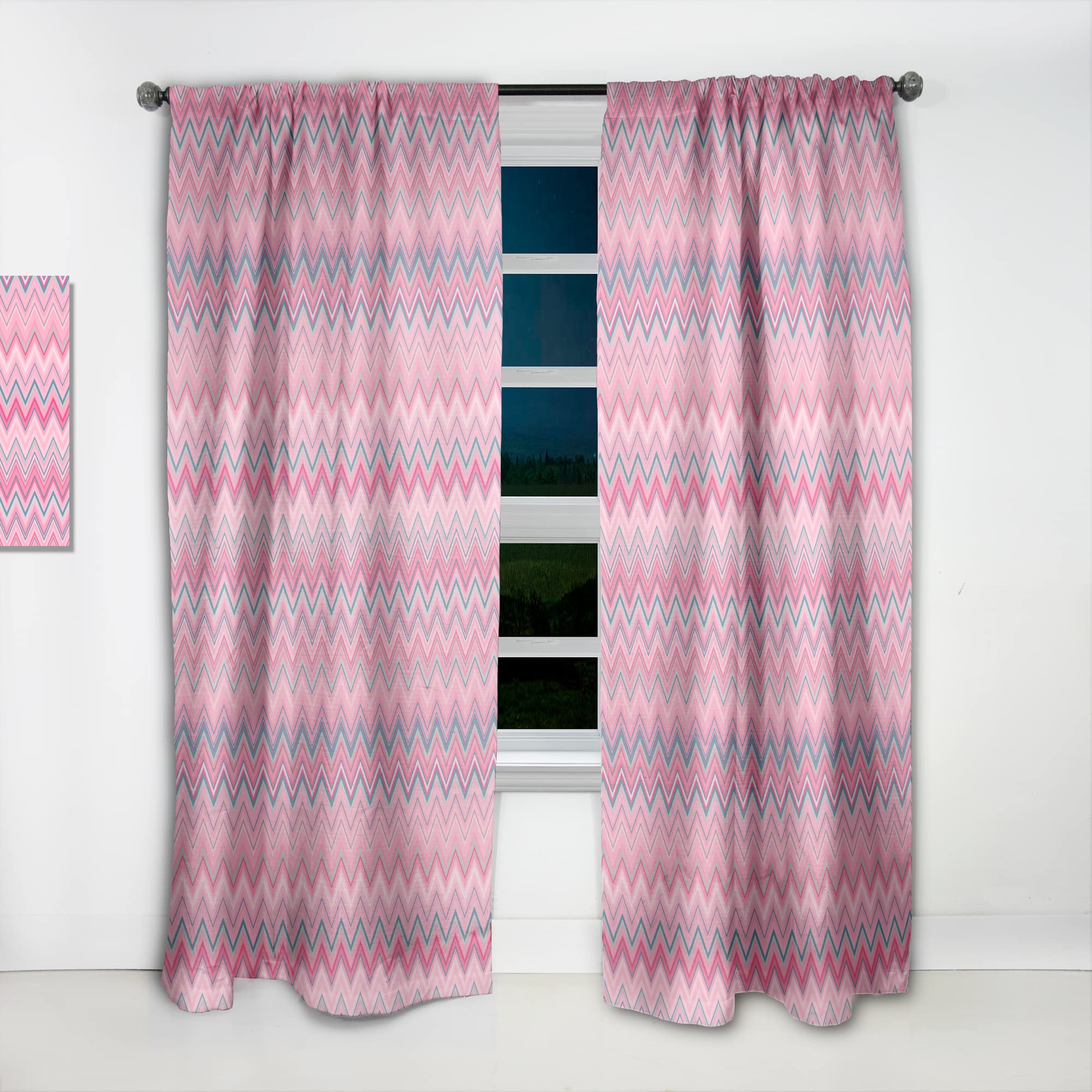 DesignQ Abstract Retro Geometric III Thermal Insulated Curtains - Single Panel 52x120 - Blackout Drapes for Bedroom & Living Room | Perfect for Home Decor, Privacy & Energy Efficiency