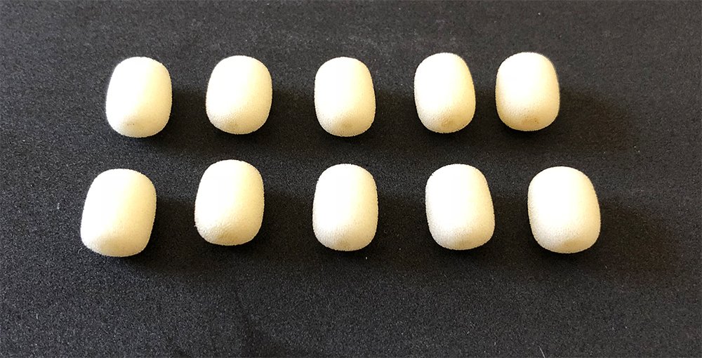10 Pack Mini Beige Foam Windscreens for Headset & Lapel Microphones - Reduce Wind Noise for Podcasting, Interviews, and Outdoor Recording
