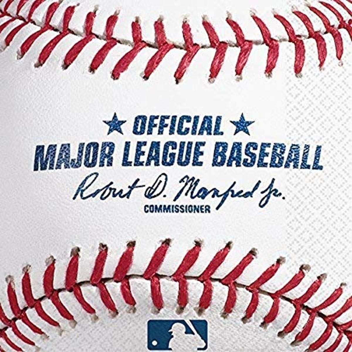 Rawlings Baseball-Themed Luncheon Napkins 6.5x6.5 Inches - Pack of 16 - Premium Paper Napkins with Iconic Baseball Design - Perfect for Baseball Parties, BBQs, Game Day Celebrations & Sports Themed Events