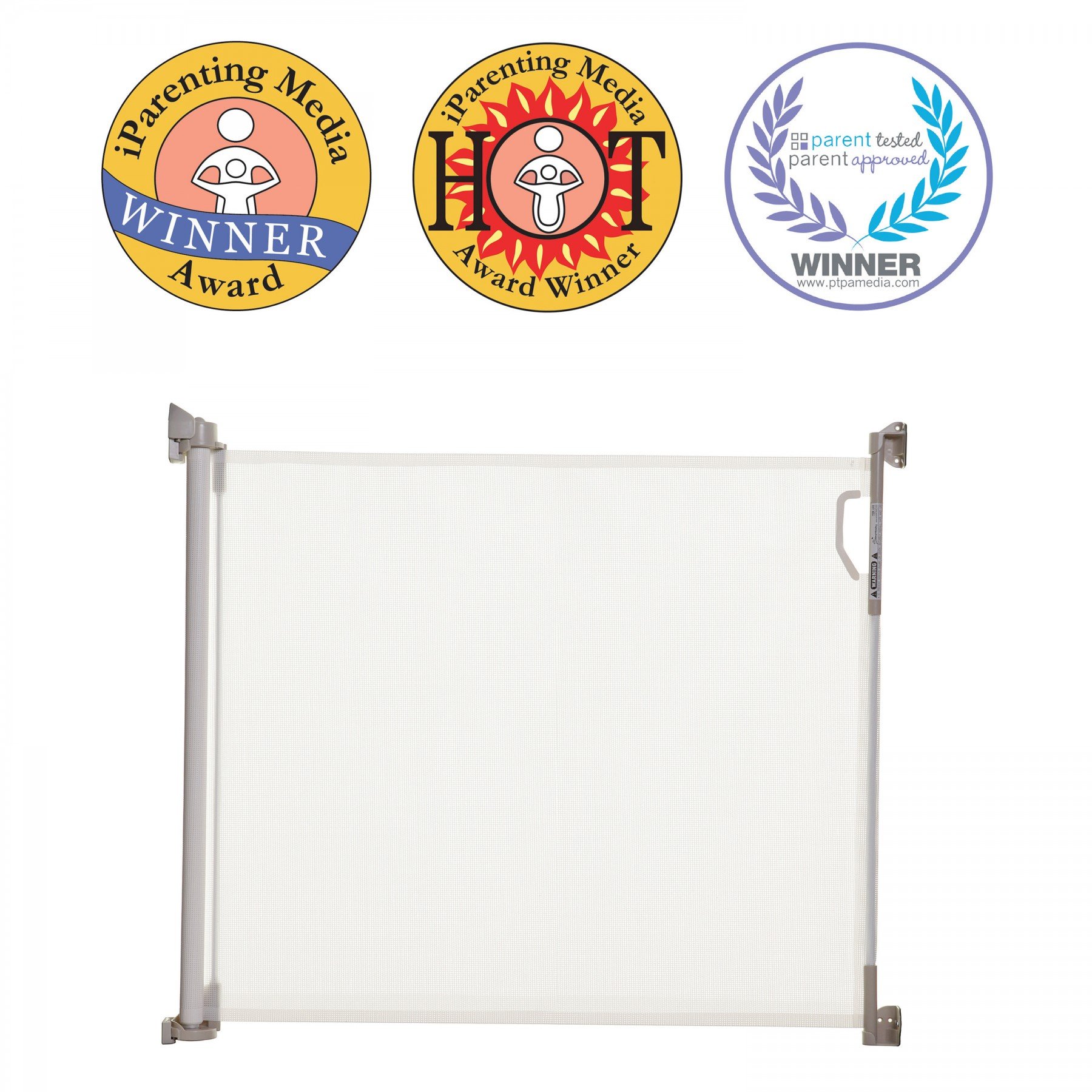 Dreambaby Stork Retractable Baby Safety Gate - White | Extra Wide Adjustable Child Proof Barrier for Doorways, Hallways & Stairs | Perfect for Homes with Toddlers & Pets