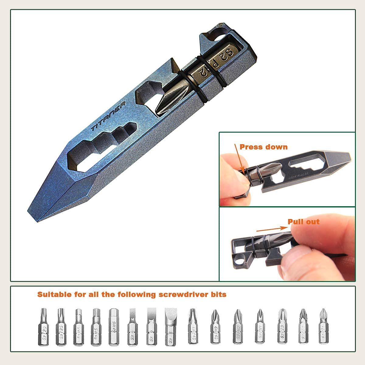 Premium Titanium EDC Pry Bar - Multi-Tool with Bottle Opener, Screwdriver & Wrench - Durable Keychain Tool for Outdoor, Survival & Everyday Carry (Blue) - Perfect for Camping, Hiking, DIY & Emergency Situations