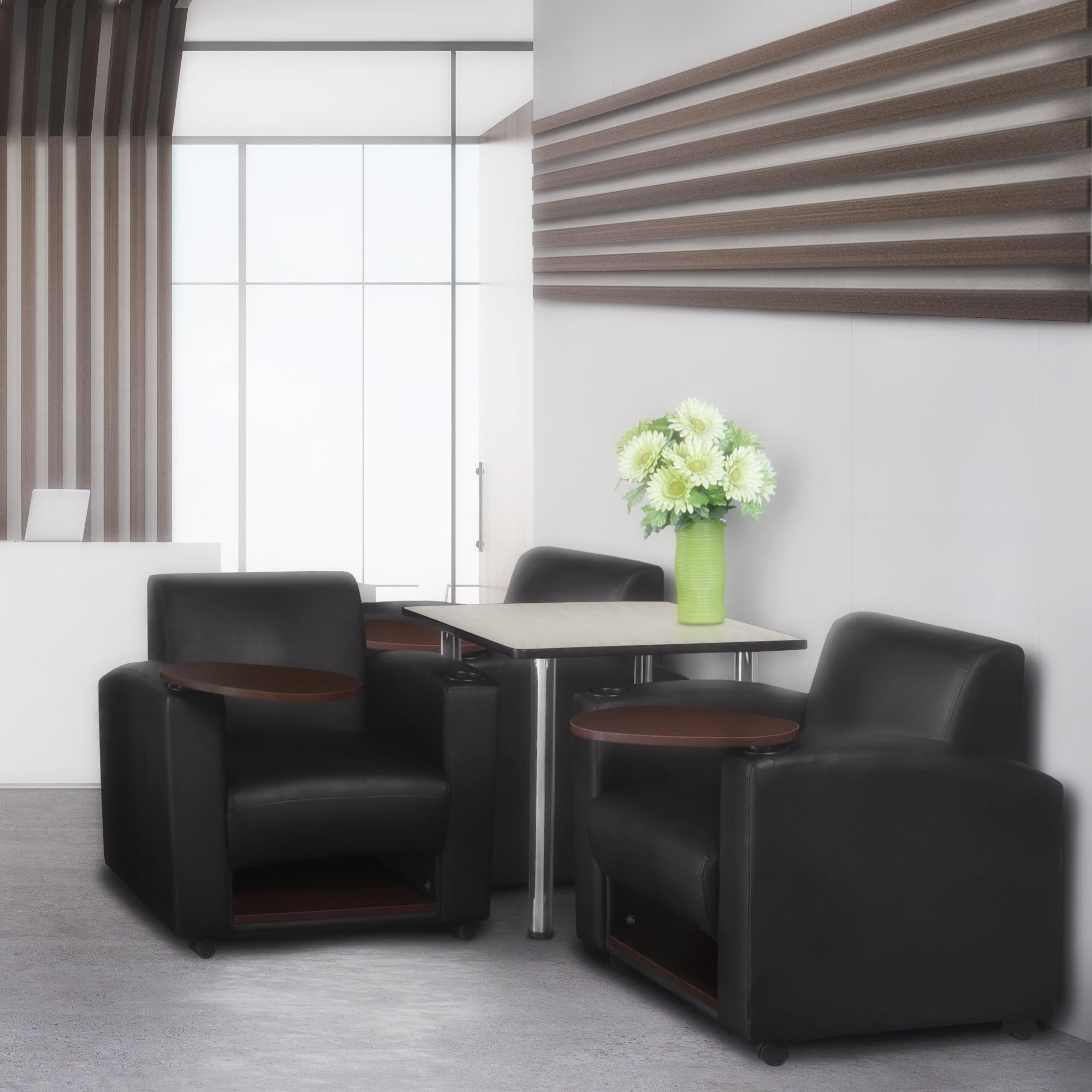 Regency Nova Side Chair with Tablet Arm & Underseat Storage - Set of 2 Black/Java - Perfect for Home Office, Study Room & Small Spaces