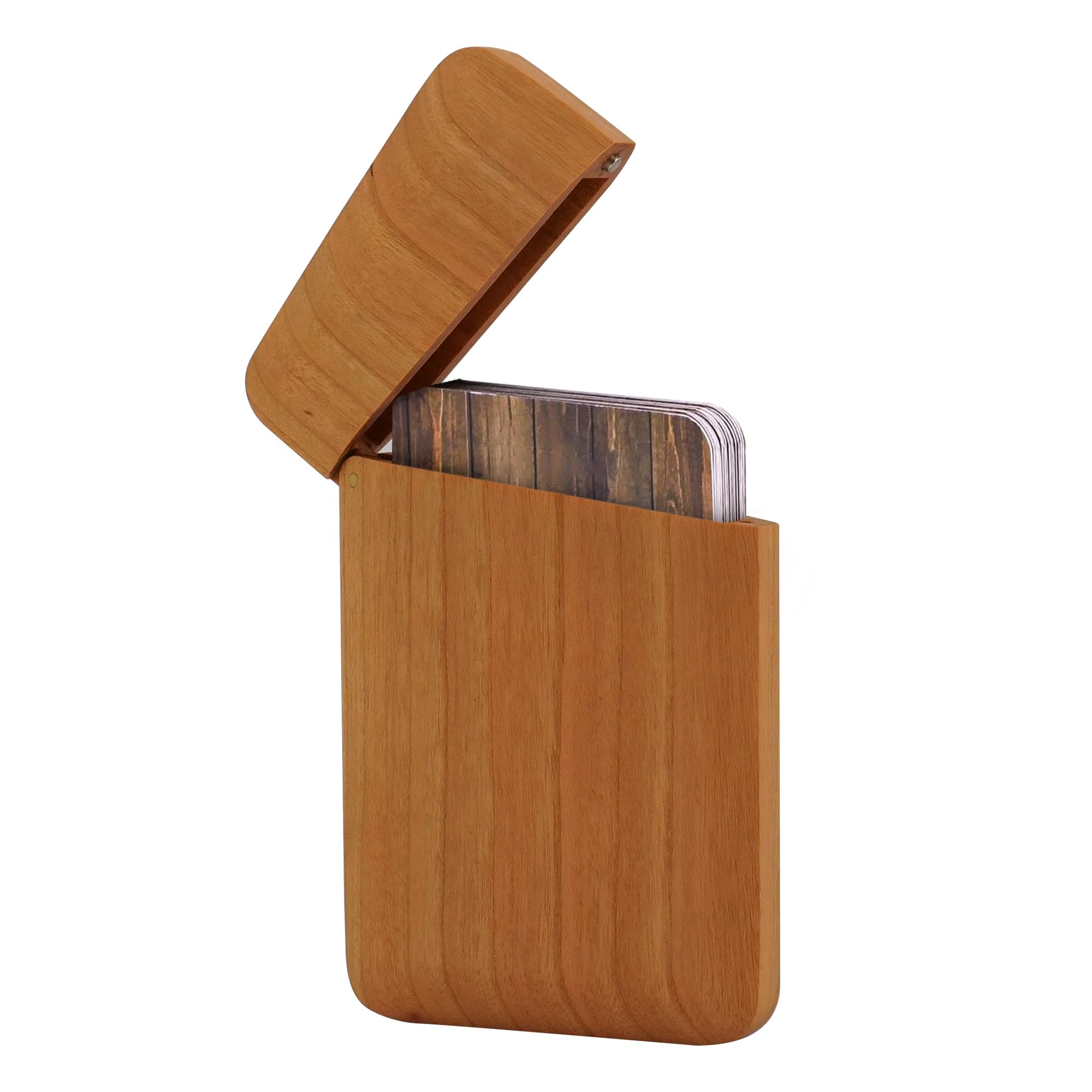 Premium Cherry Wood Business Card Holder with Magnetic Closure - Elegant Corporate Gift for Employees, Professionals & Networking Events - Ideal for Office, Meetings & Business Conferences