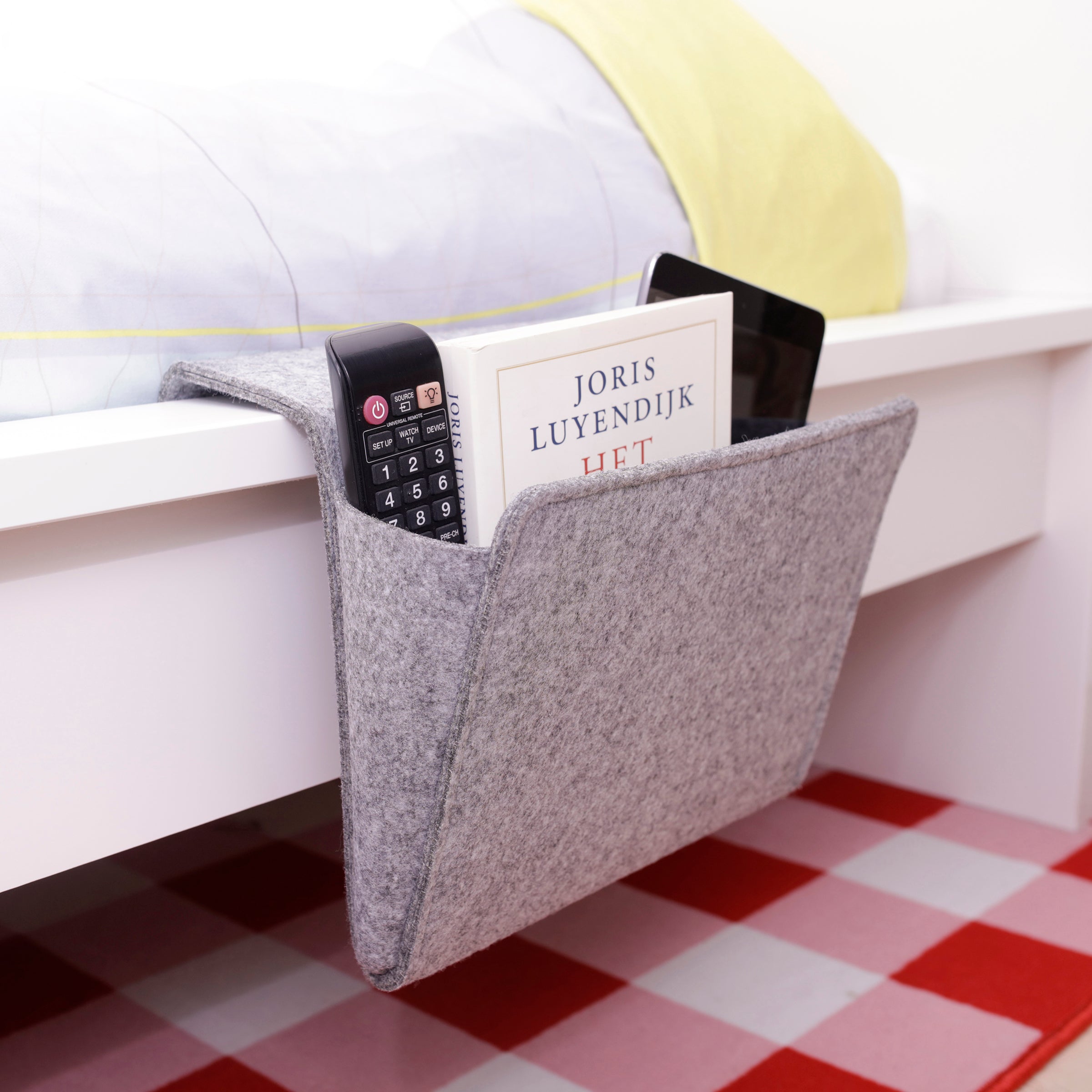 Soft Felt Bedside Caddy Organizer - Storage Pouch for Phone, Glasses, Books & Essentials - Perfect for Nightstand, Sofa, Office & Travel Use