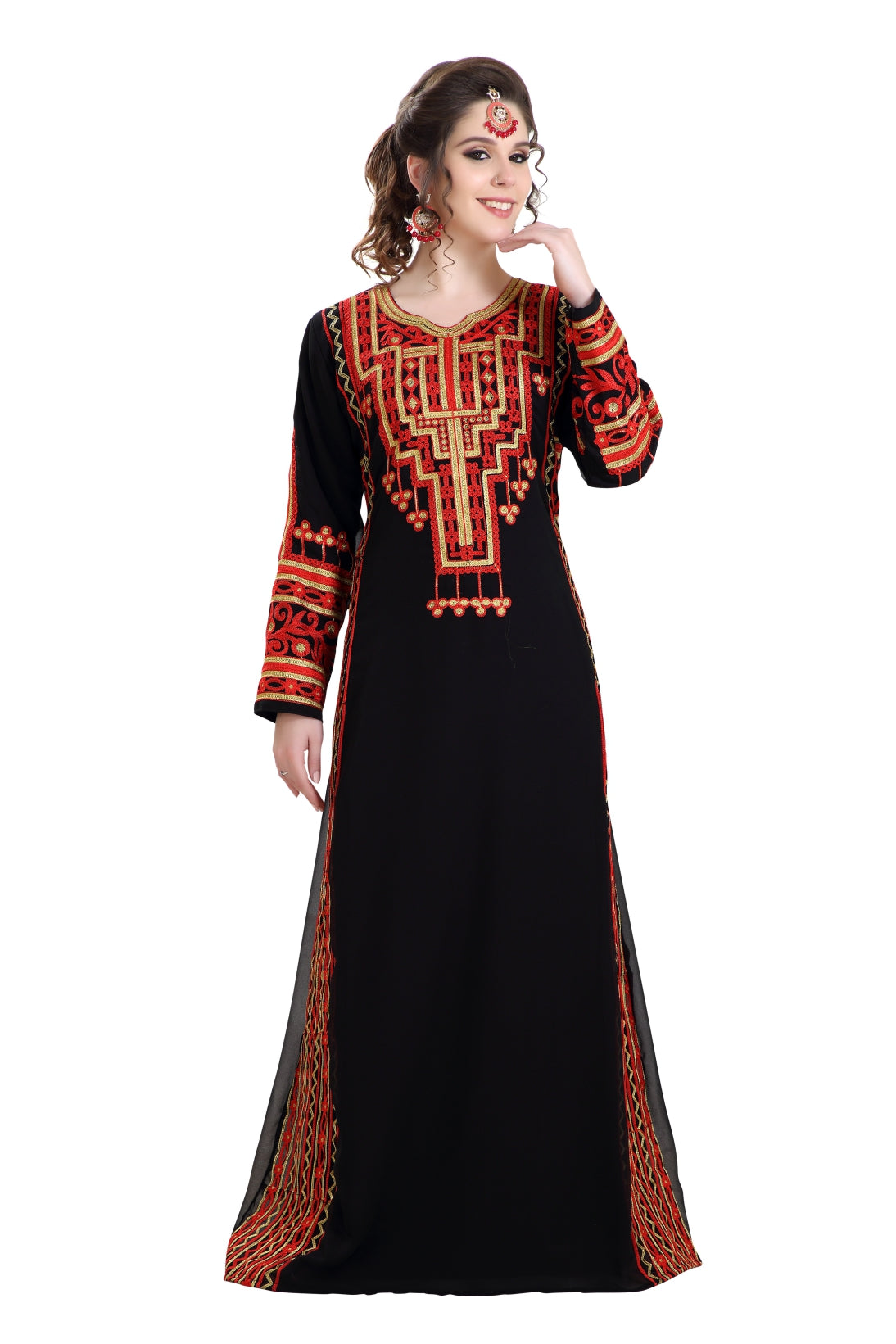 Farasha Maxi Dress - Embroidered Boho Robe for Women | Elegant Beach Cover Up & Summer Evening Wear
