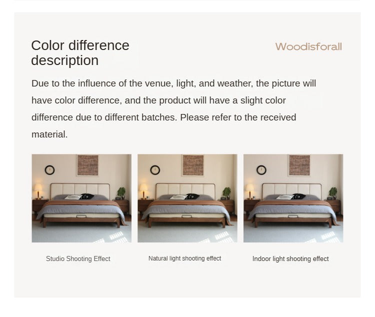Solid Oak Wood Modern Platform Bed with Upholstered Headboard - Stylish and Durable Bedroom Furniture for Contemporary Homes