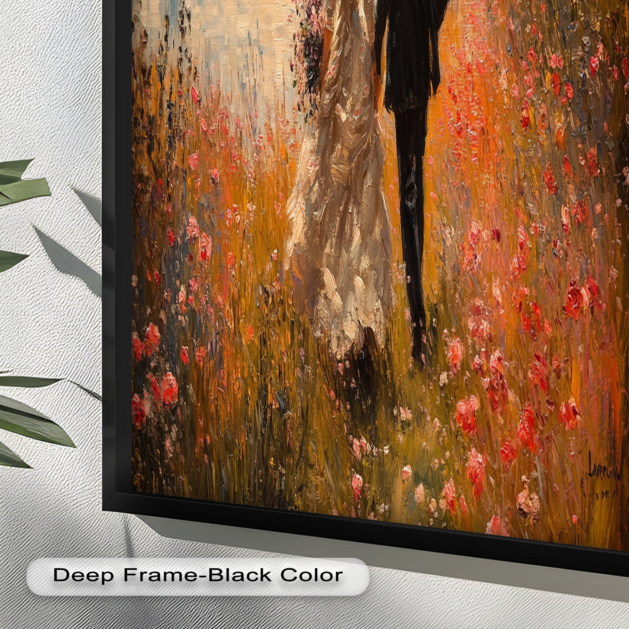 Impressionist Couple in Blooming Field Oil Painting - Romantic Wall Art for Living Room, Bedroom Decor - Perfect Gift for Anniversaries & Weddings