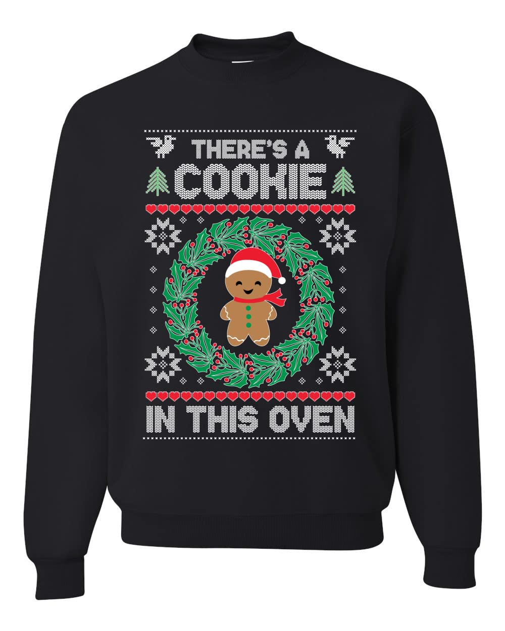 Wild Bobby 'There's a Cookie in This Oven' Pregnancy Announcement Ugly Christmas Sweater - Funny Holiday Crewneck Sweatshirt for Women & Men | Perfect for Gender Reveal Parties & Festive Family Photos