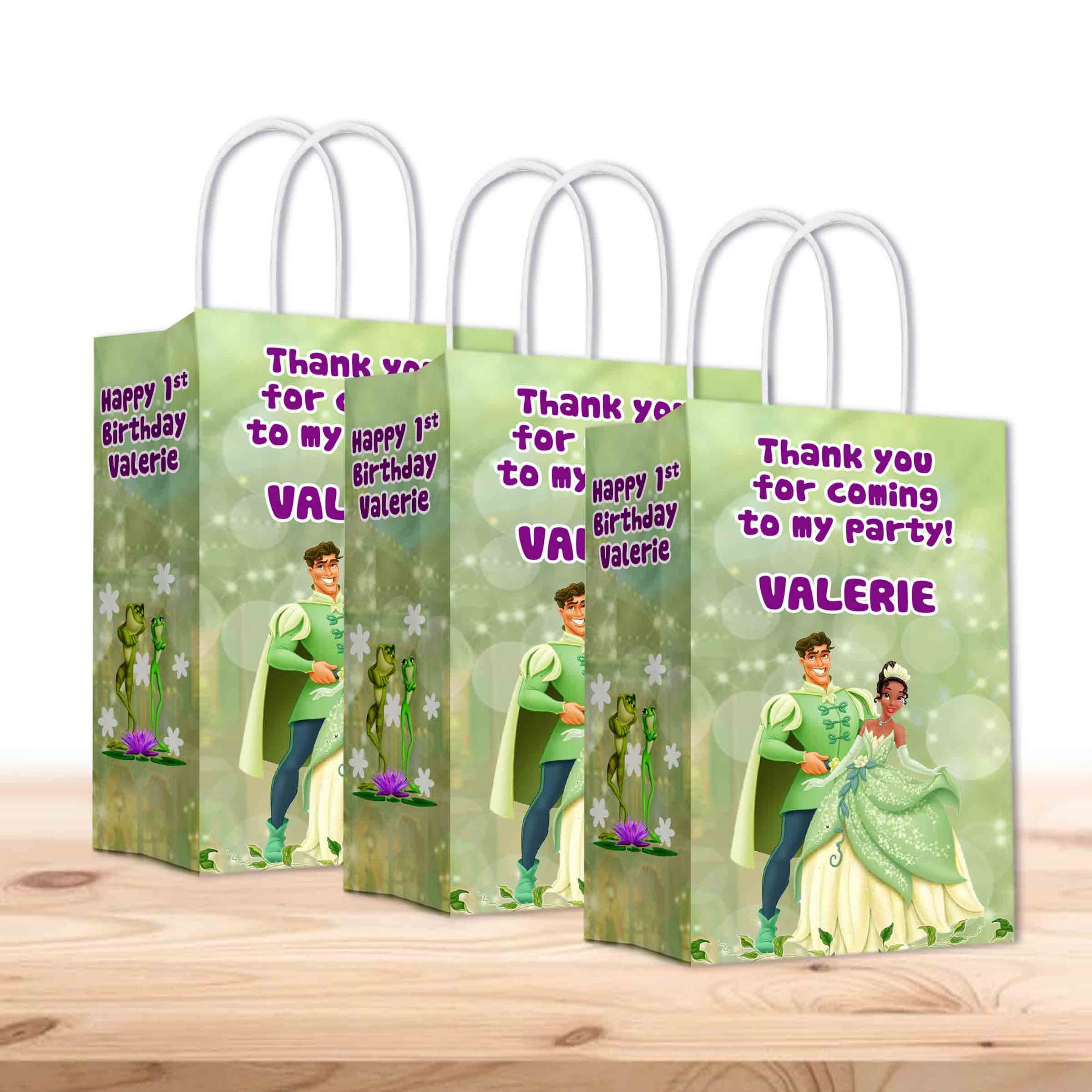 Disney Princess Tiana Party Favor Bags with Handles - 12 Pack Kids Birthday Party Supplies for Girls, Gift Bags for Birthday, Baby Shower & Special Events