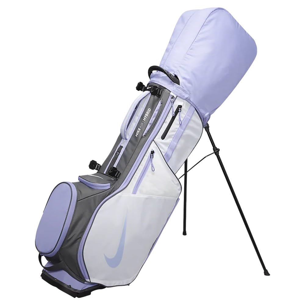 Nike Air Hybrid 2 Golf Stand Carry Bag - Lightweight & Durable (White/Iron Grey/Purple Pulse) - Perfect for Golf Tournaments & Practice Rounds