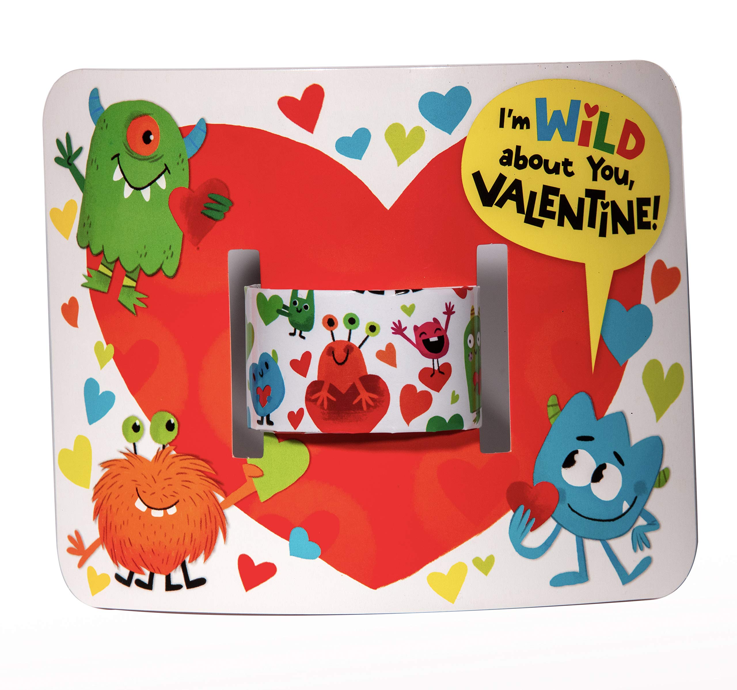 MOLLYBEE KIDS Valentine's Day Slap Bracelets and Cards Set - 28 Silly Valentines with Envelopes & Fun Slap Bracelets for Kids, Classroom Exchange, School Parties, and Valentine's Day Gifts