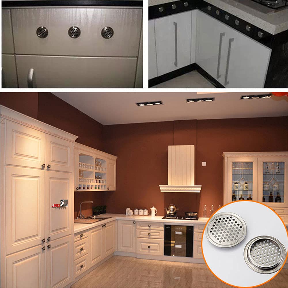 Stainless Steel Round Air Vents (29mm, 10PCS) - Kitchen, Bathroom, Cabinet & Wardrobe Ventilation for Better Airflow & Moisture Control